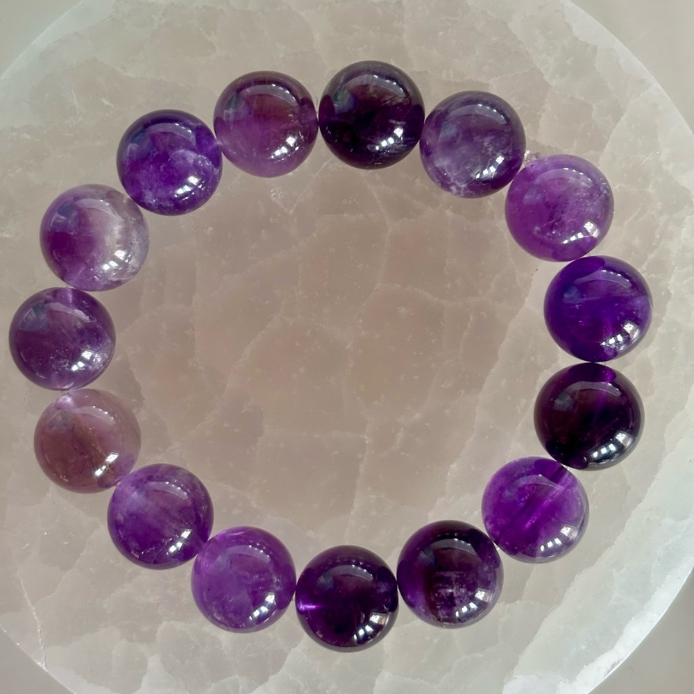 ✨ Natural Handmade 12mm Amethyst Crystal Bracelet ✨